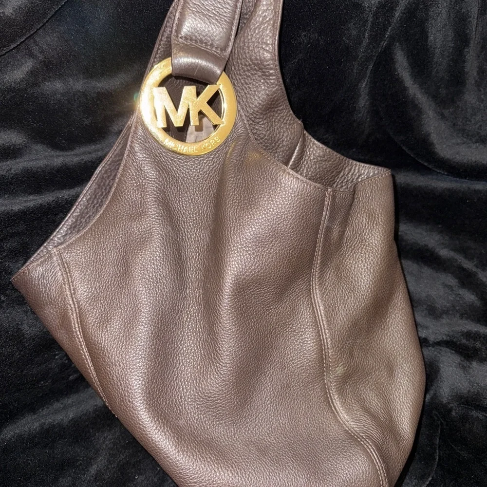 Michael Kors Chocolate Brown Hobo Bag with Gold Detail